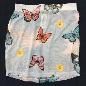 Iheartraves Butterfly print mesh skirt